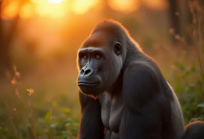 Gorilla at golden hour