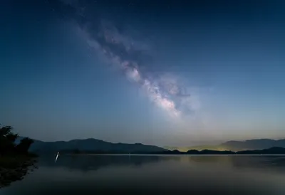 Milky Way Over A Lake at dawn