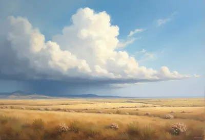 Storm Clouds Over Plains Oil Painting