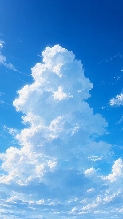 Anime Summer Sky With Towering Clouds