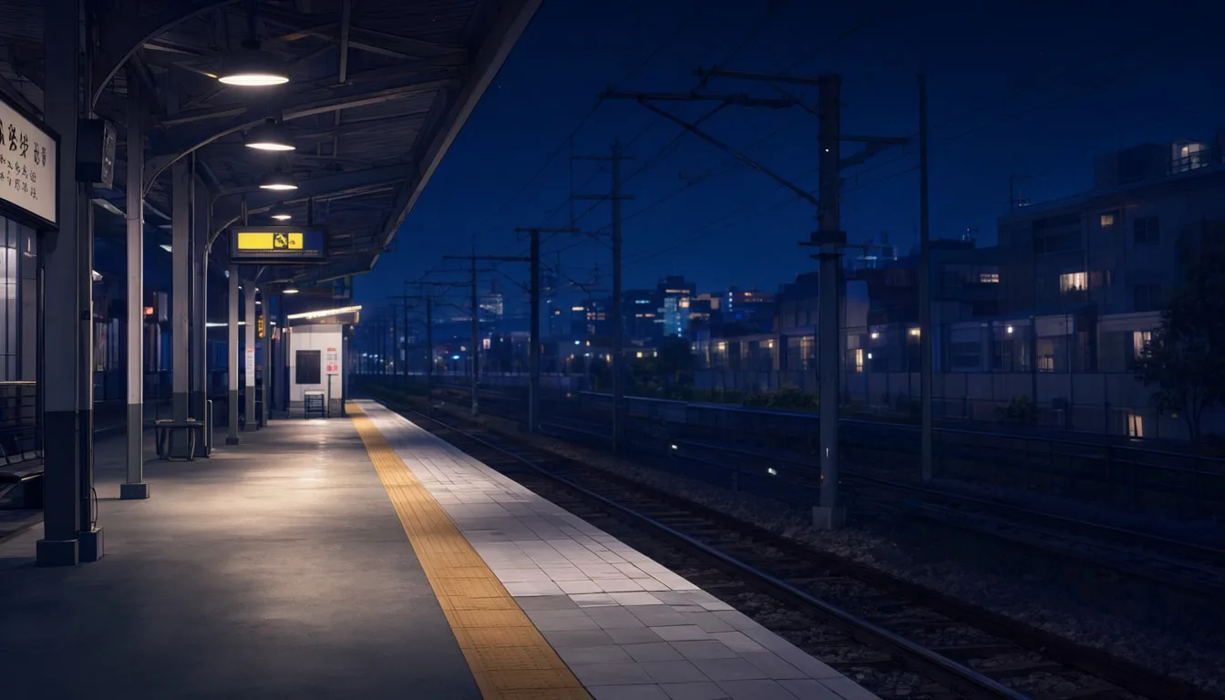 อนิเมะแพลตฟอร์มสถานีเงียบในเวลากลางคืน