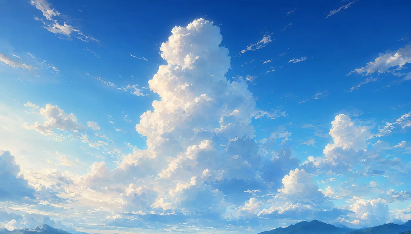 Anime Summer Sky With Towering Clouds