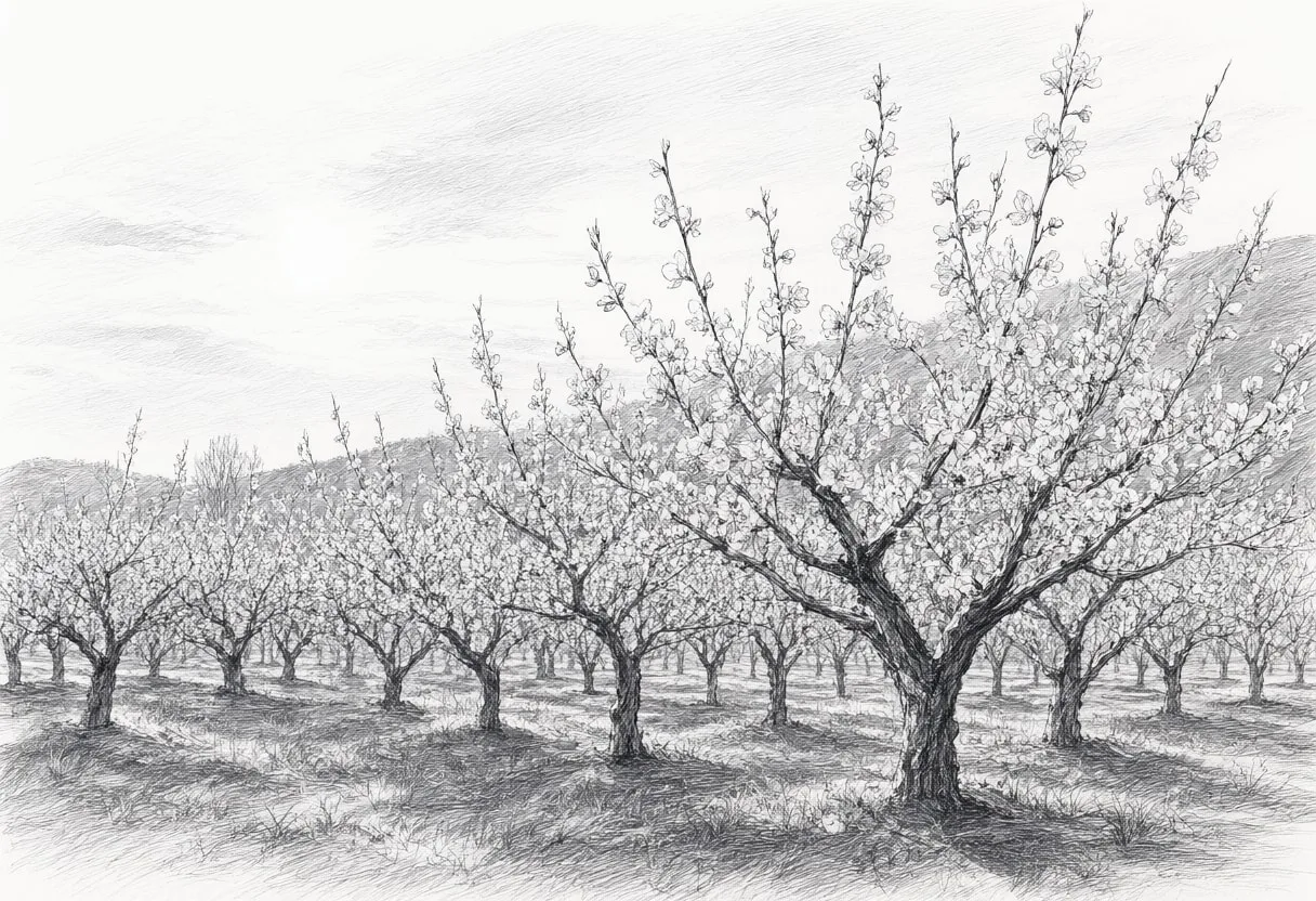 Orchard In Blossom ในยามรุ่งสาง Pencil Sketch