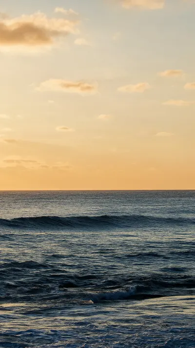 Calm Ocean Horizon At Golden Hour