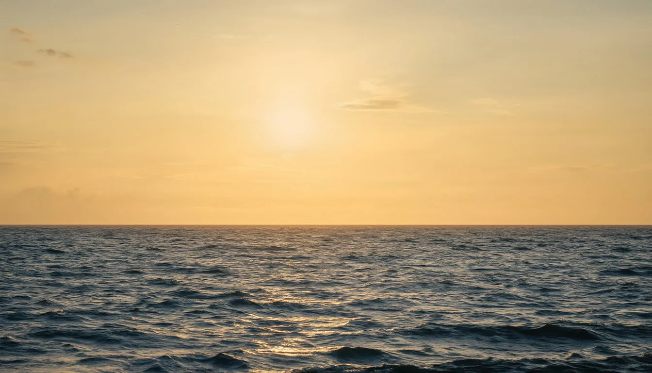 Calm Ocean Horizon At Golden Hour