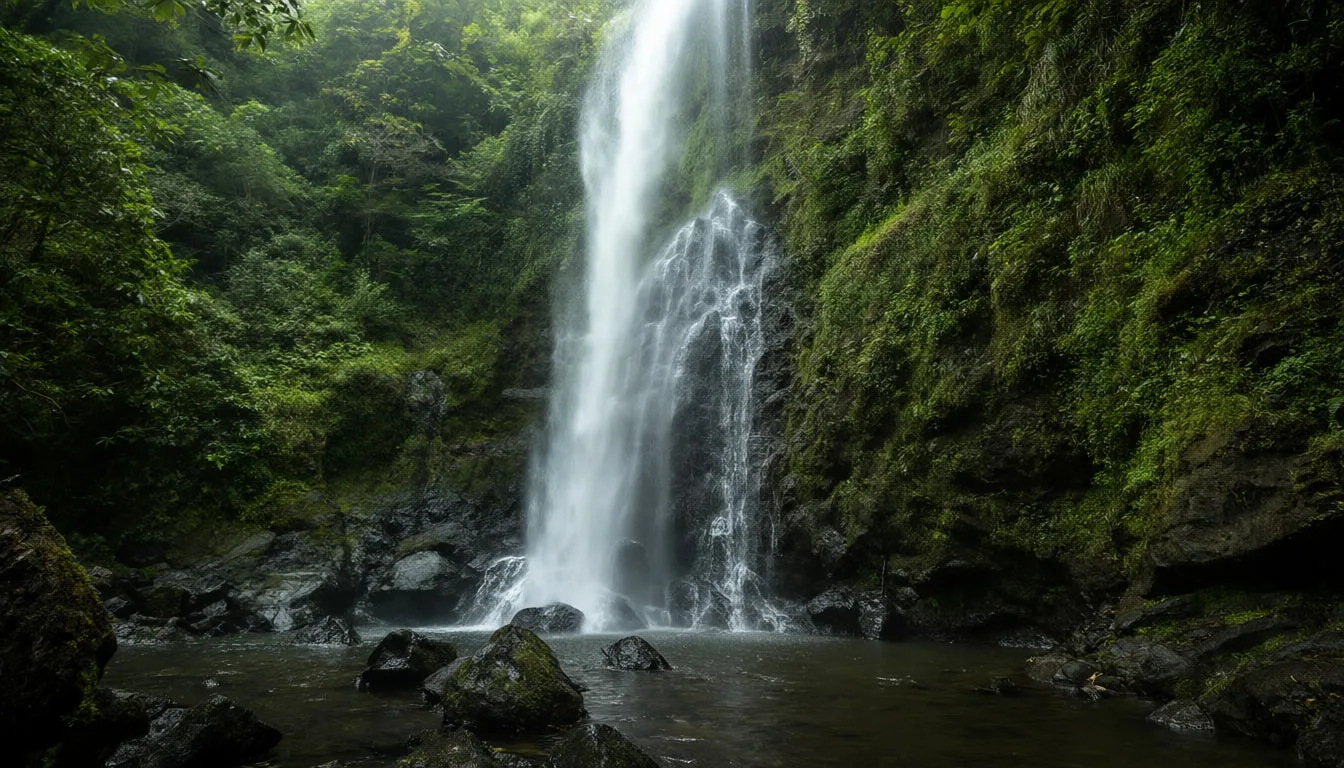 Waterfall In A Green Valley with a minimal touch