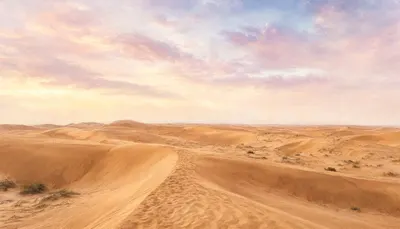 Desert Dune Ridge Under A Pastel Sky in watercolour