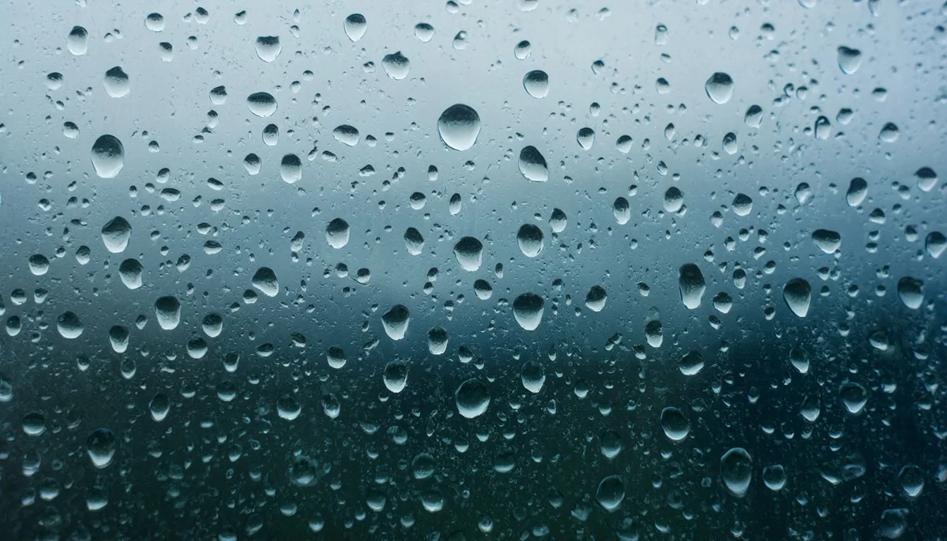 หยดฝนบนกลาสมาโคร