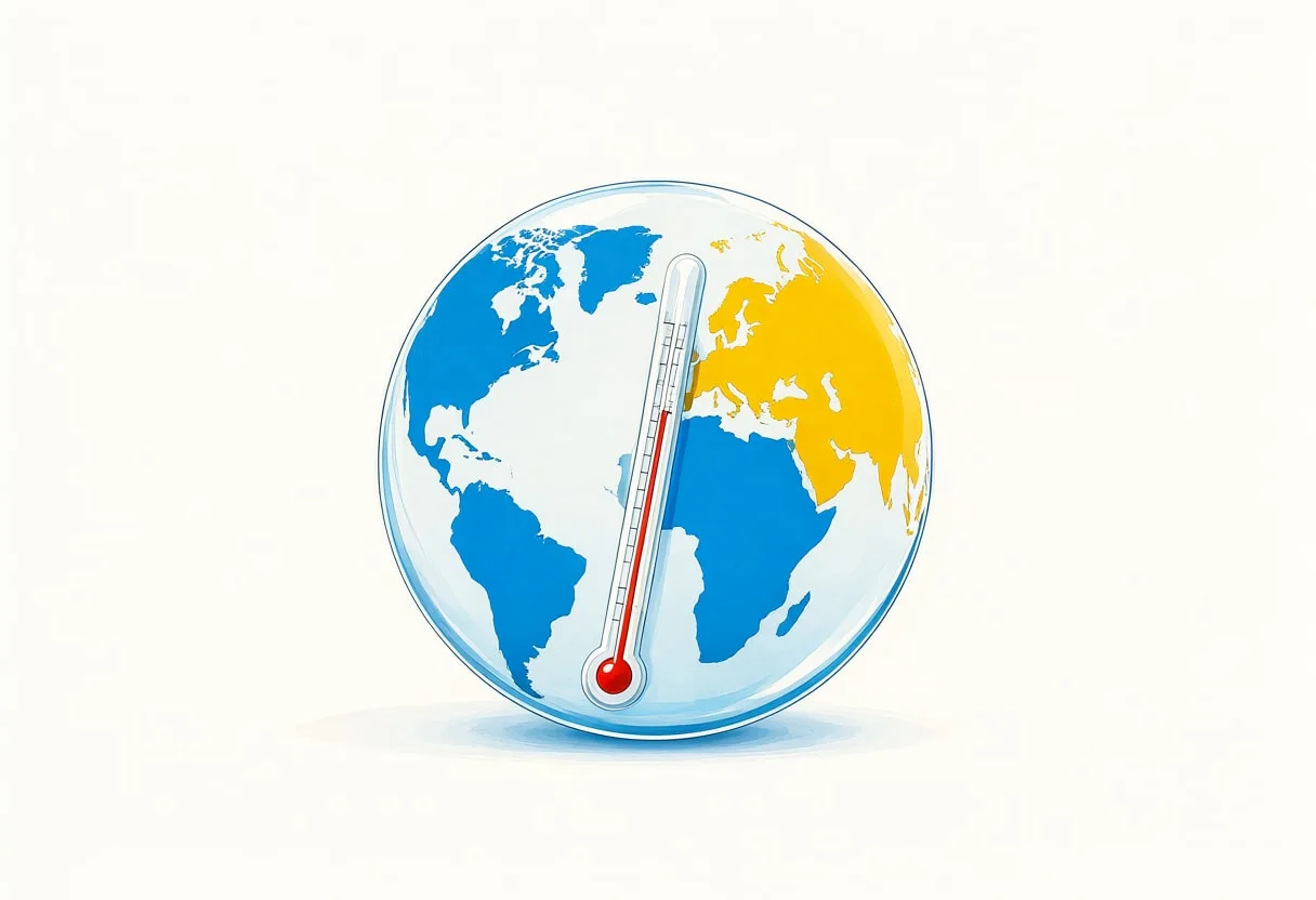 Globe with a Thermometer — Editorial Symbol