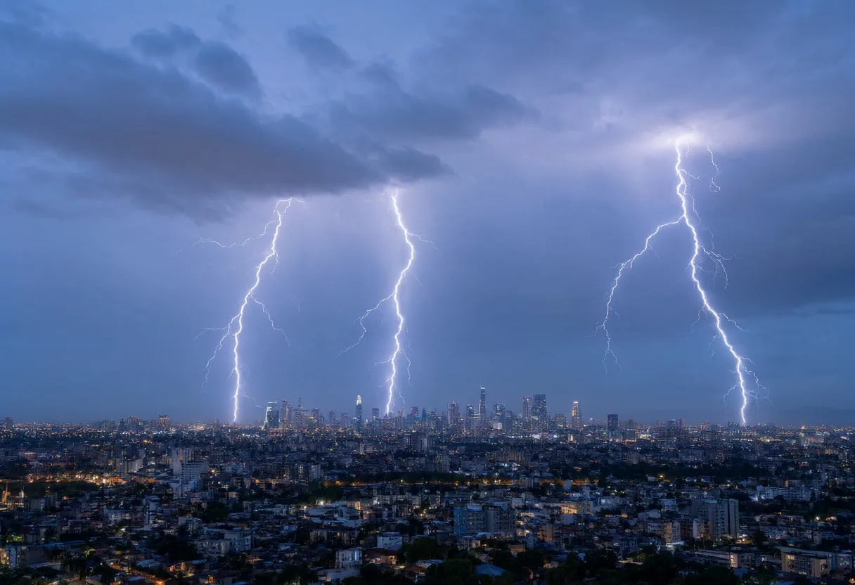 Lightning Storm above a City
