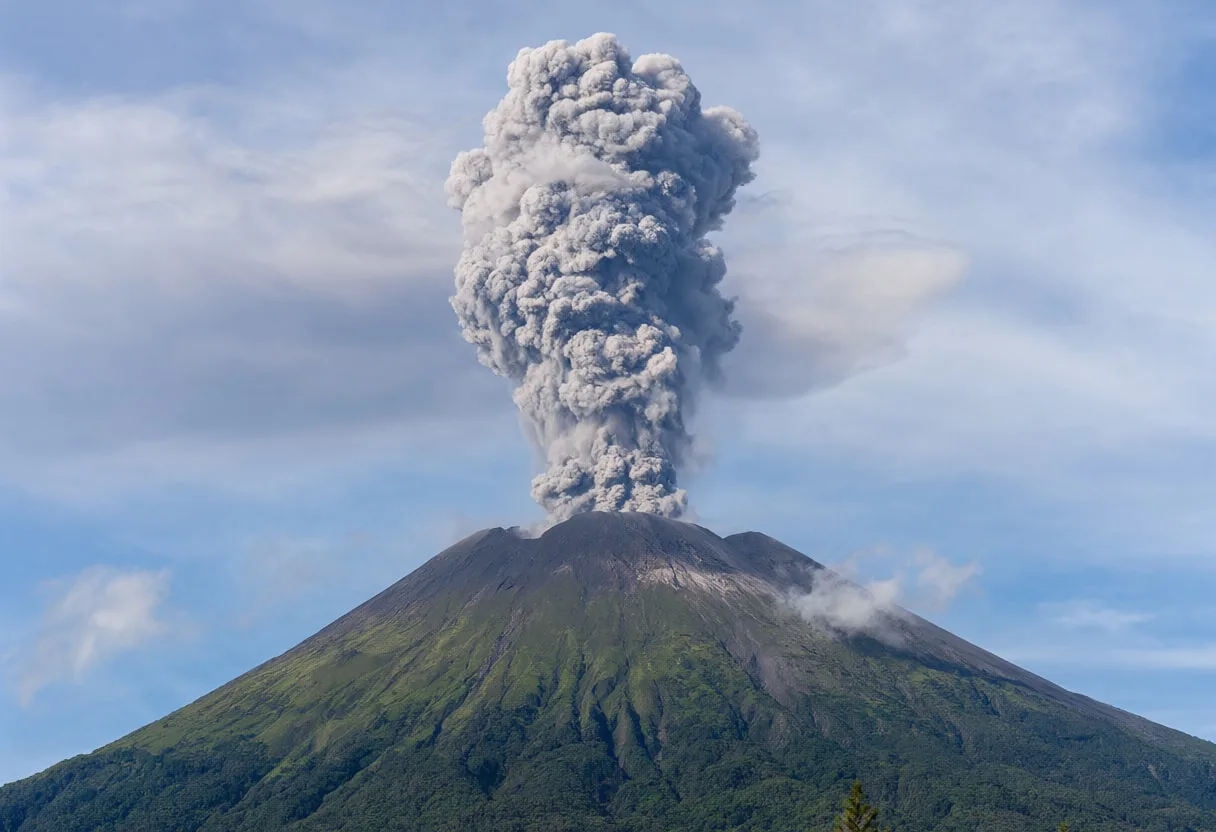 Volcano Erupting with Ash Plume