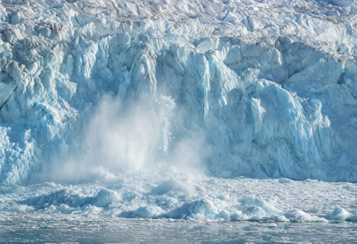 Glacier Calving into the Sea