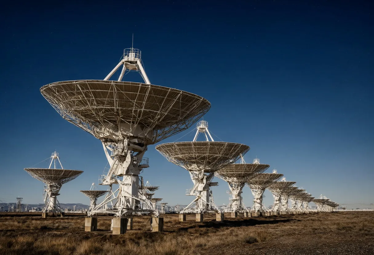 Radio Telescope Array under Stars
