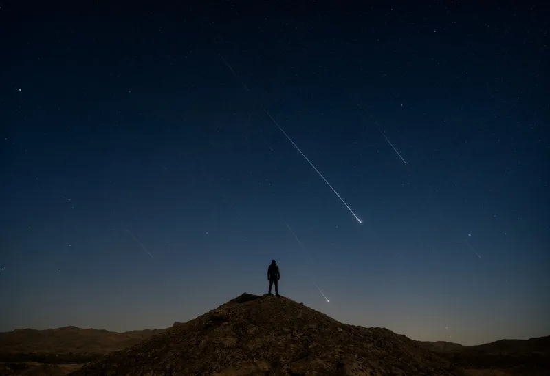 Meteor Shower over a Desert Ridge