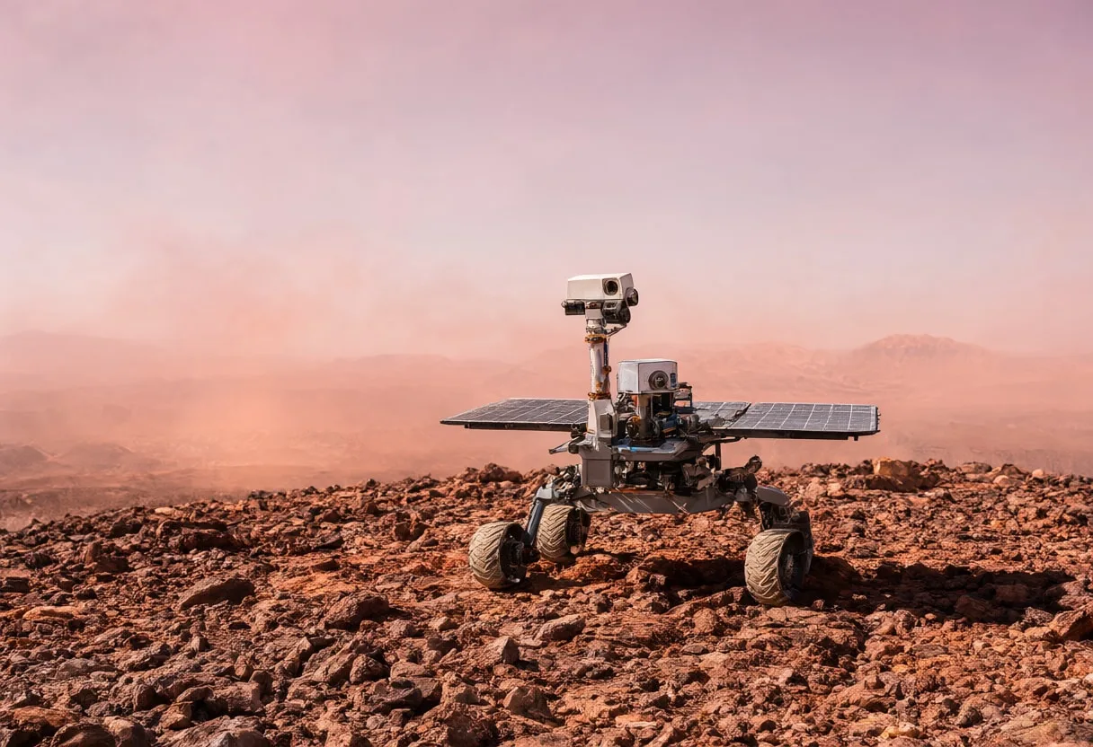 Mars Rover on Red Terrain