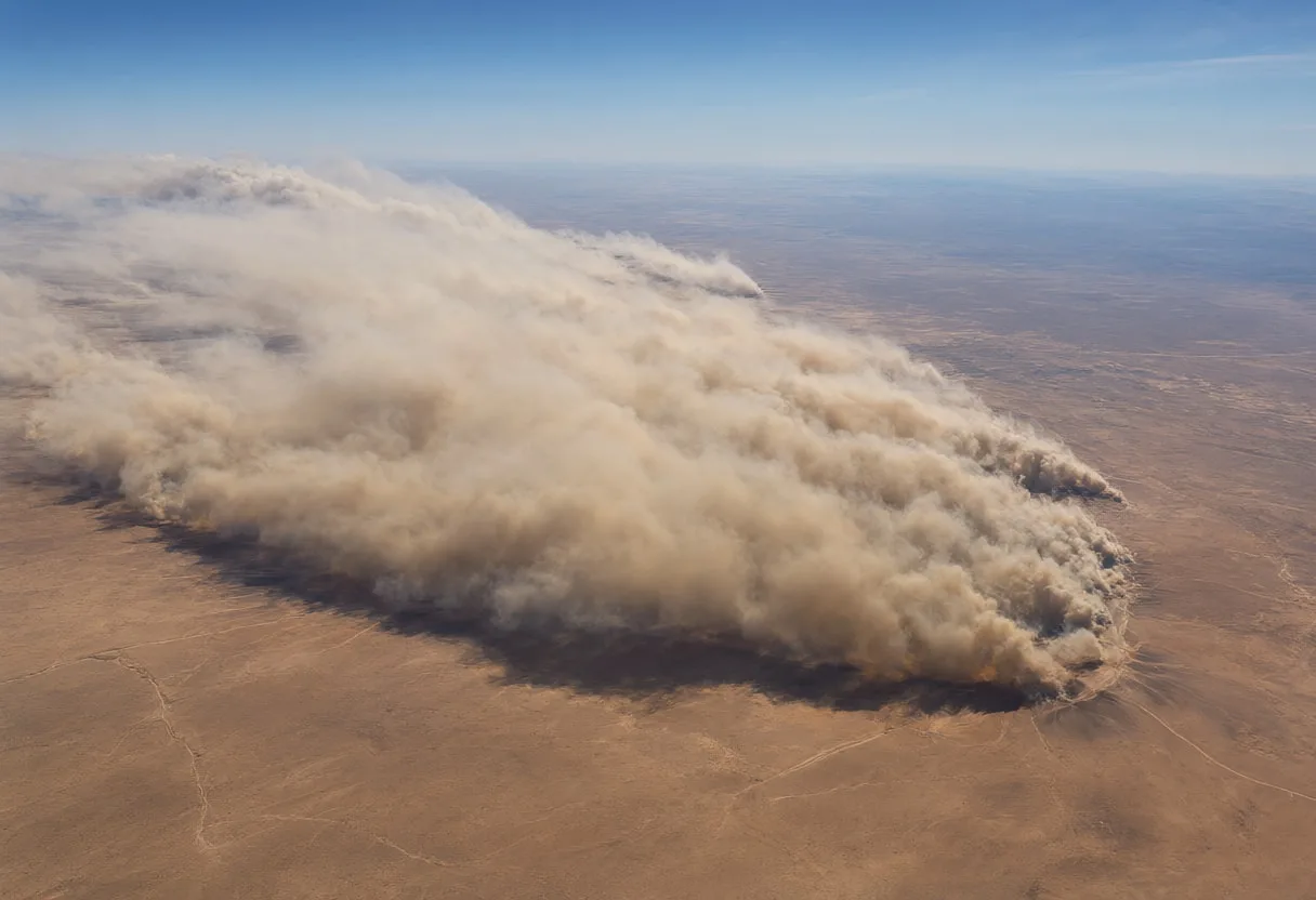 Dust Storm over the Desert from Orbit