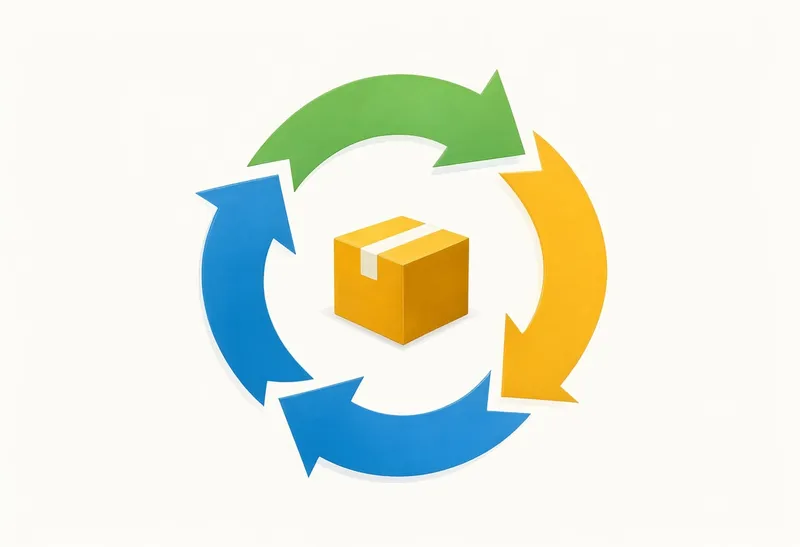 Recycle Arrows around a Box — Editorial Symbol