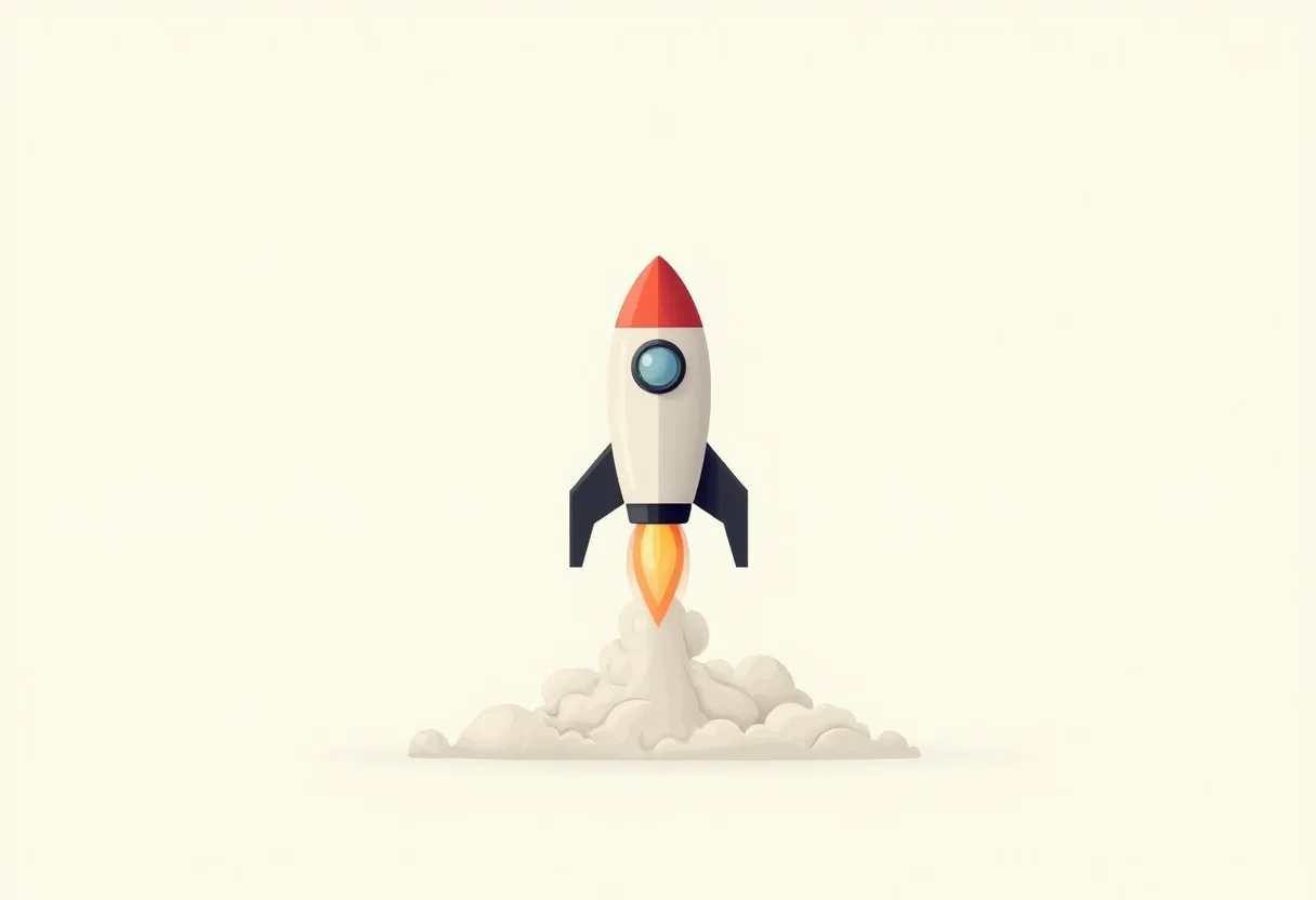 Rocket and a Rising Arrow — Editorial Symbol