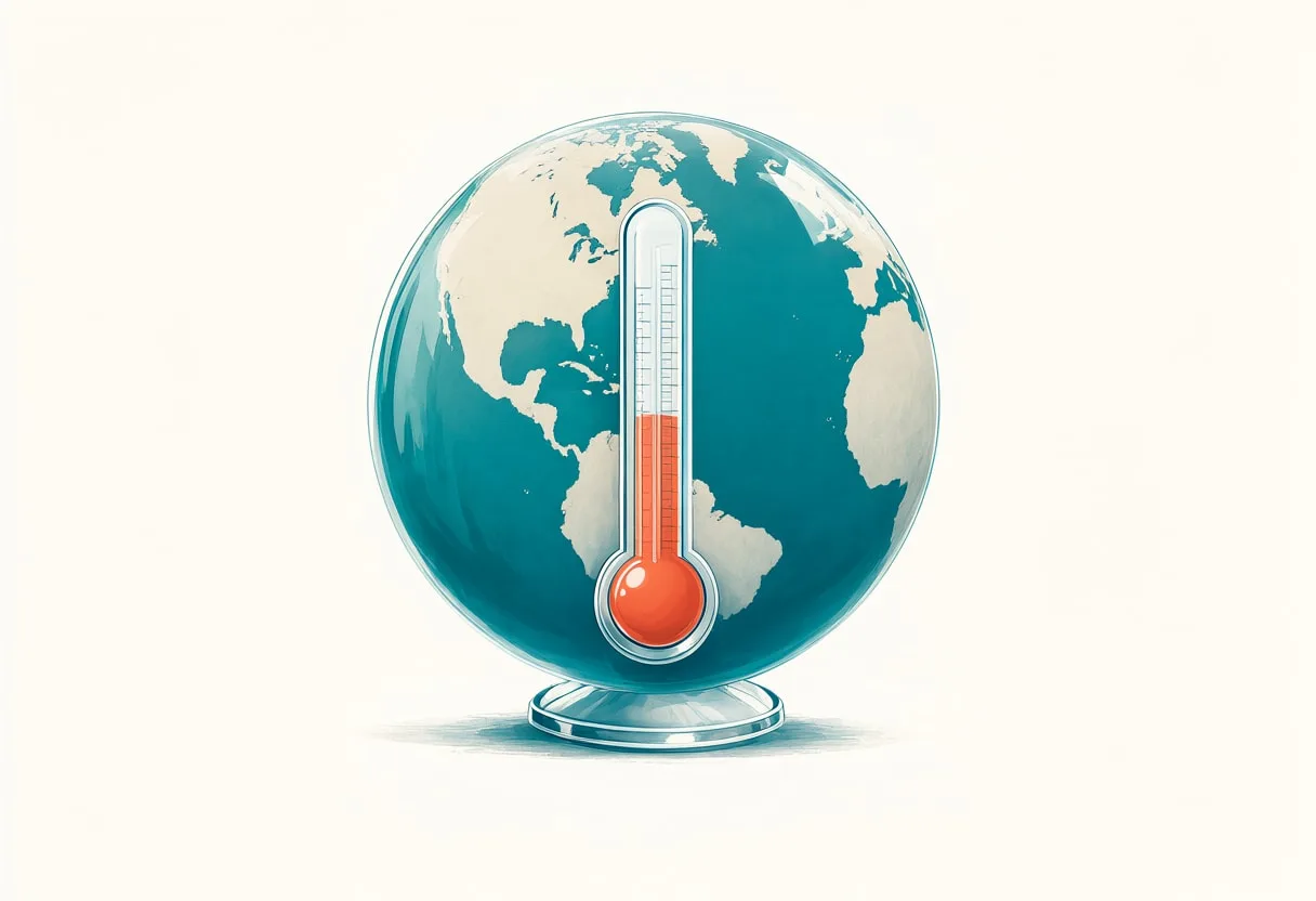 Globe with a Thermometer — Teal & Coral Symbol