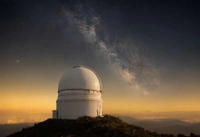 Observatory Dome under the Milky Way at Dusk