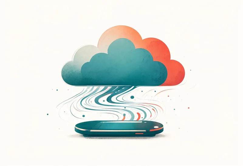Cloud with Data Streams — Teal & Coral Symbol