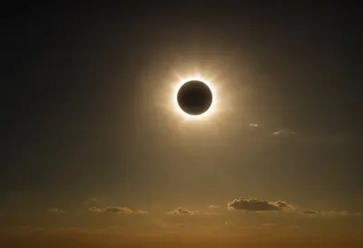 Solar Eclipse with Corona at Dusk