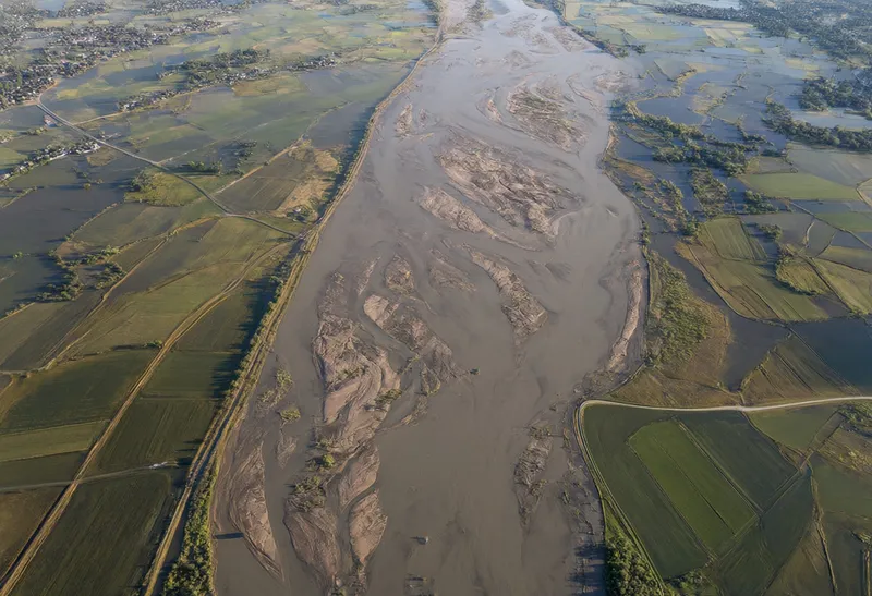 Satellite View of a Swollen River
