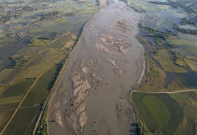 Satellite View of a Swollen River