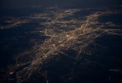 Satellite View of a City at Night