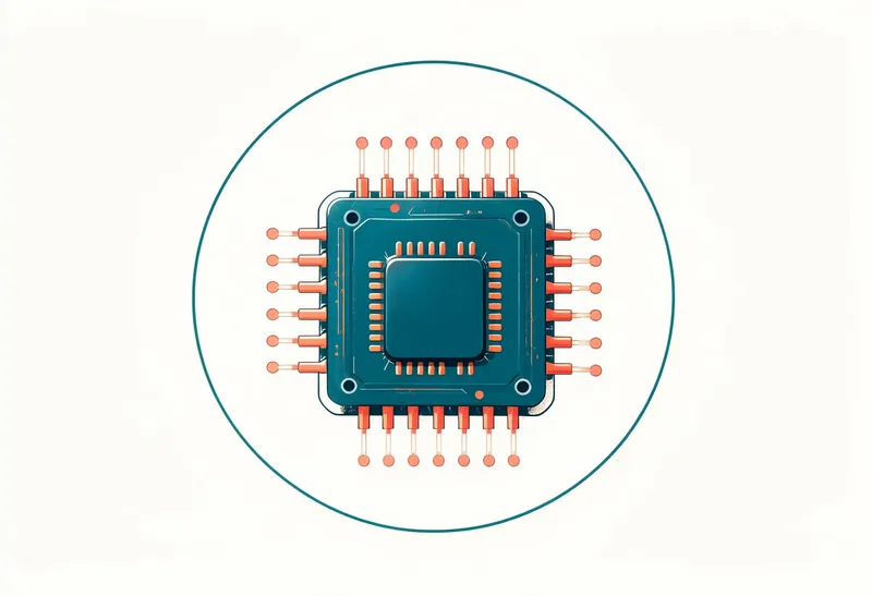 Chip in a Circular Frame — Teal & Coral Symbol