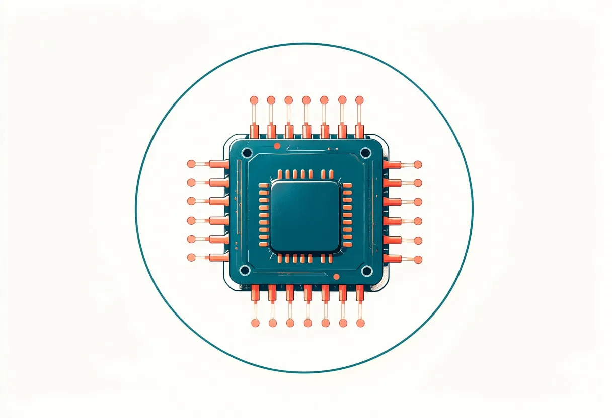 Chip in a Circular Frame — Teal & Coral Symbol