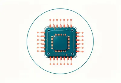 Chip in a Circular Frame — Teal & Coral Symbol