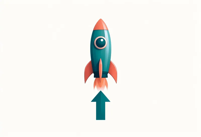 Rocket and a Rising Arrow — Teal & Coral Symbol