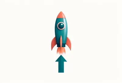 Rocket and a Rising Arrow — Teal & Coral Symbol