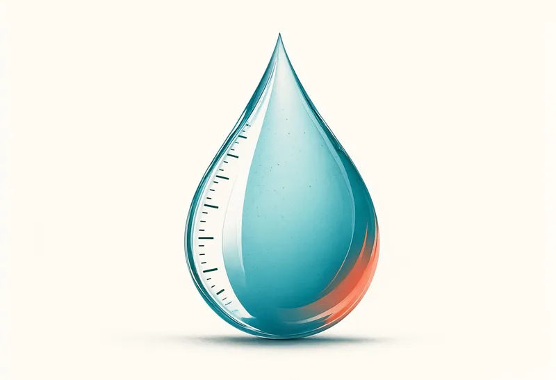 Water Drop with a Gauge — Teal & Coral Symbol
