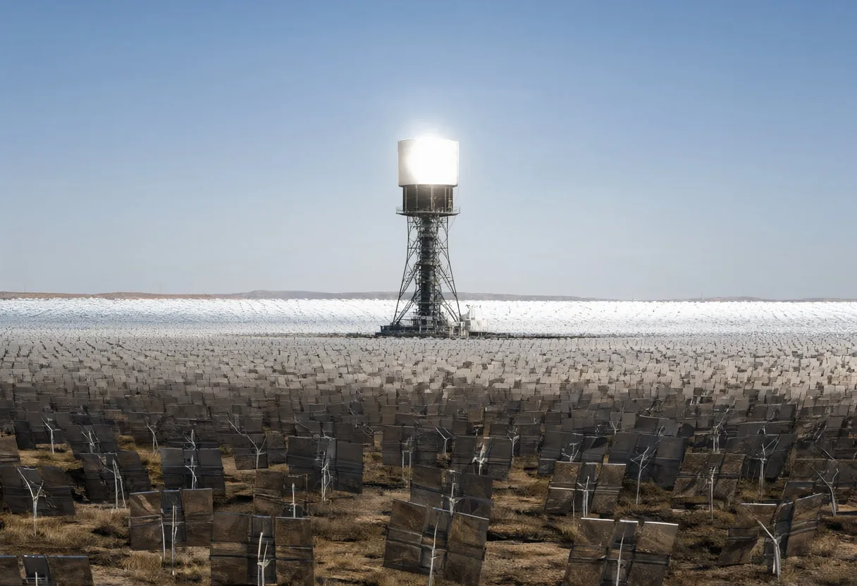 Solar Tower Plant with Glowing Receiver