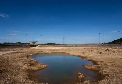 Reservoir at Record Low Level at Night