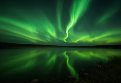 Aurora over a Calm Lake