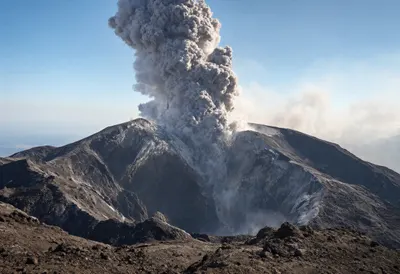 Volcanic Ash Plume above the Crater
