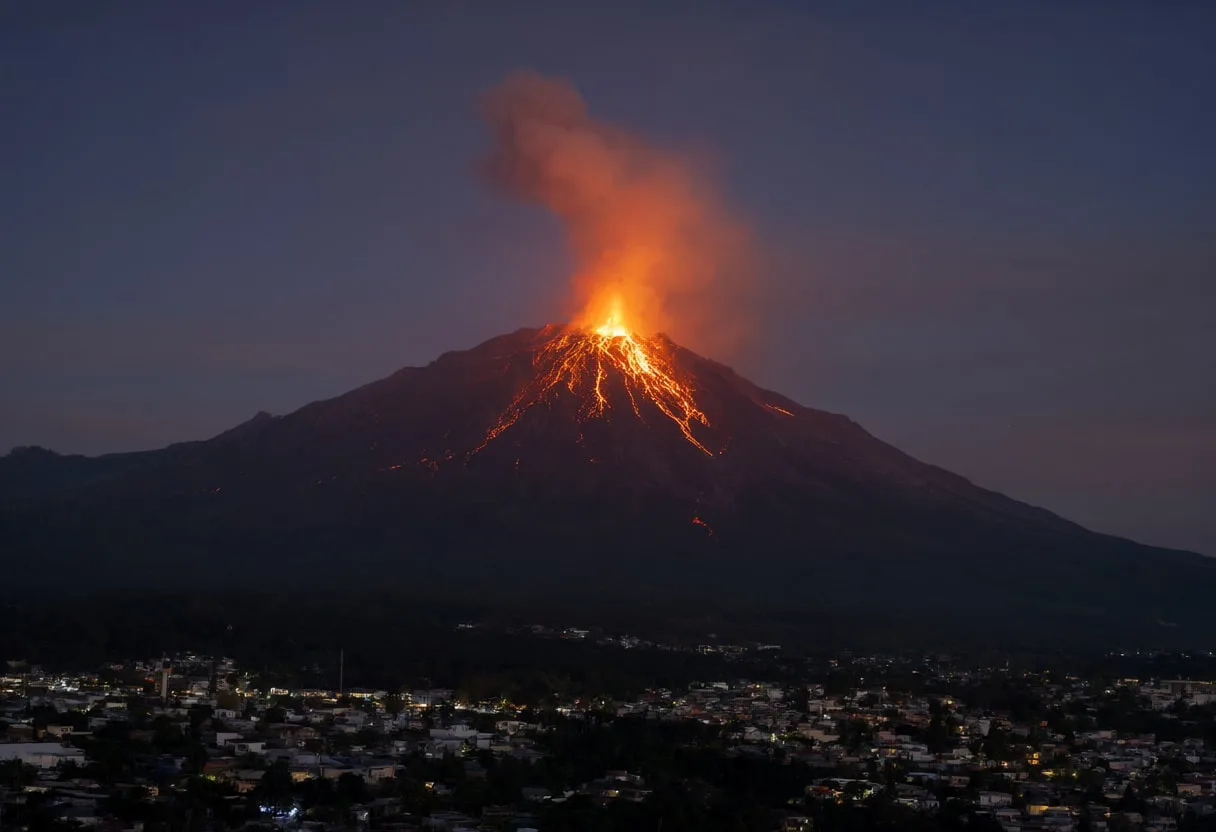 Lava Glow at Night from a Distance