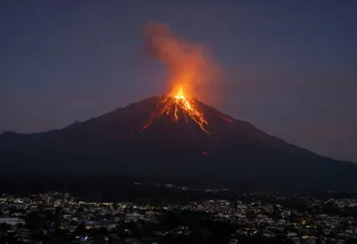 Lava Glow at Night from a Distance