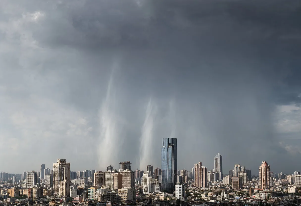 Heavy Rain over a City