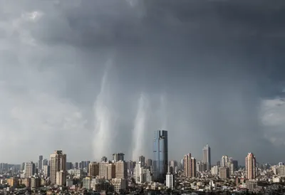 Heavy Rain over a City