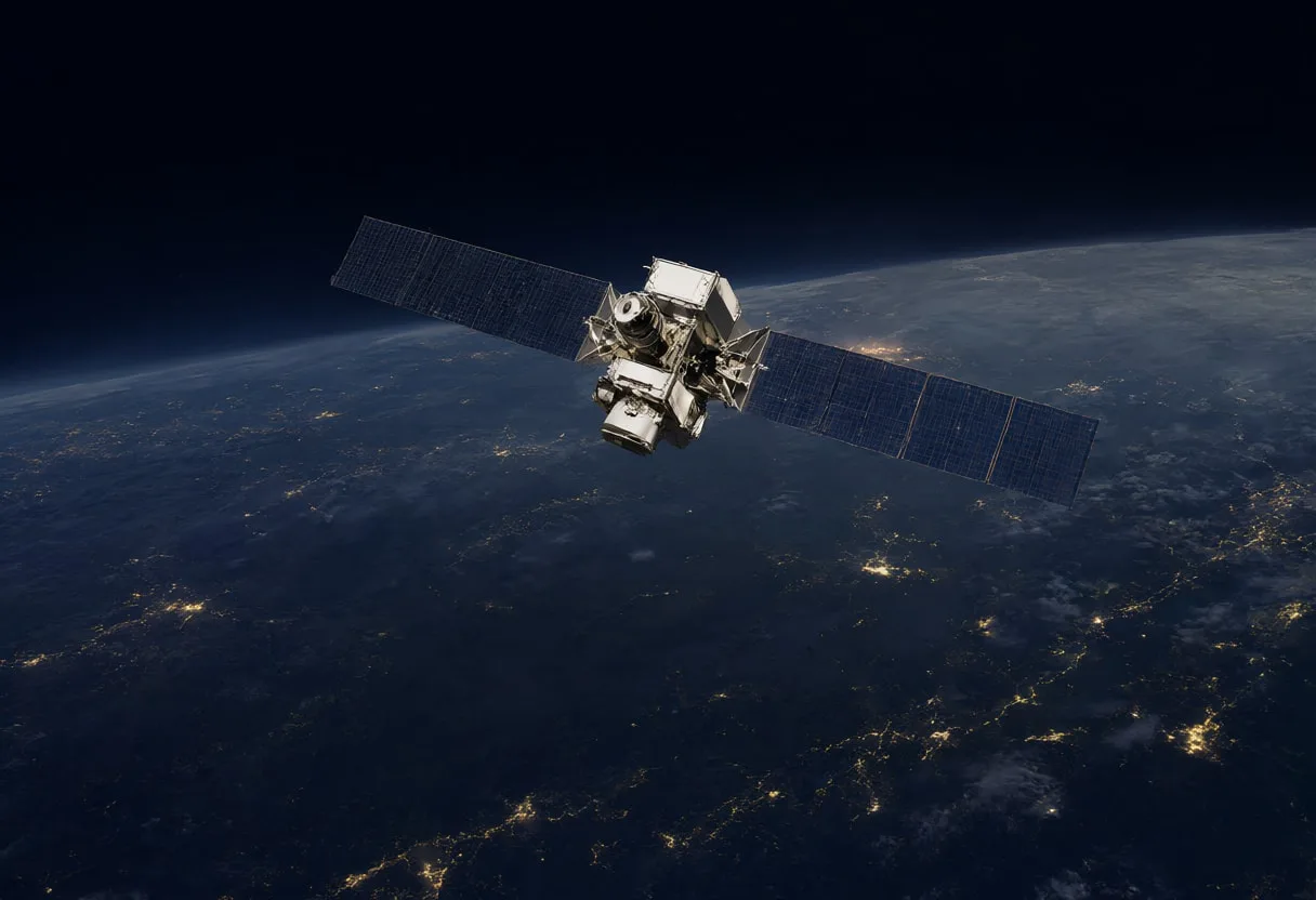 Satellite over Night Lights