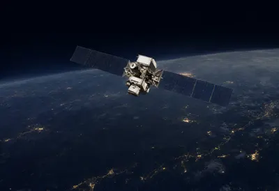 Satellite over Night Lights