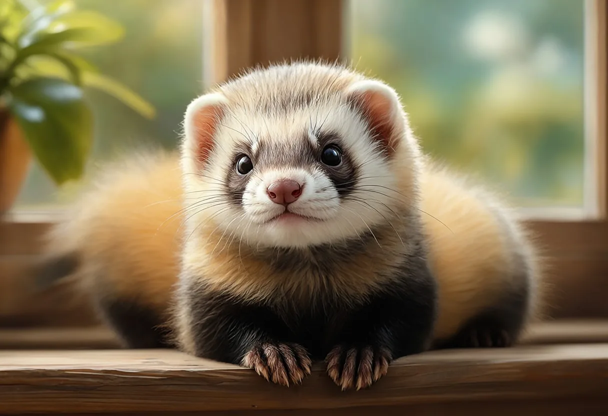 Ferret by a warm window Digital Illustration