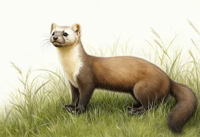 Marten in tall grass Digital Illustration