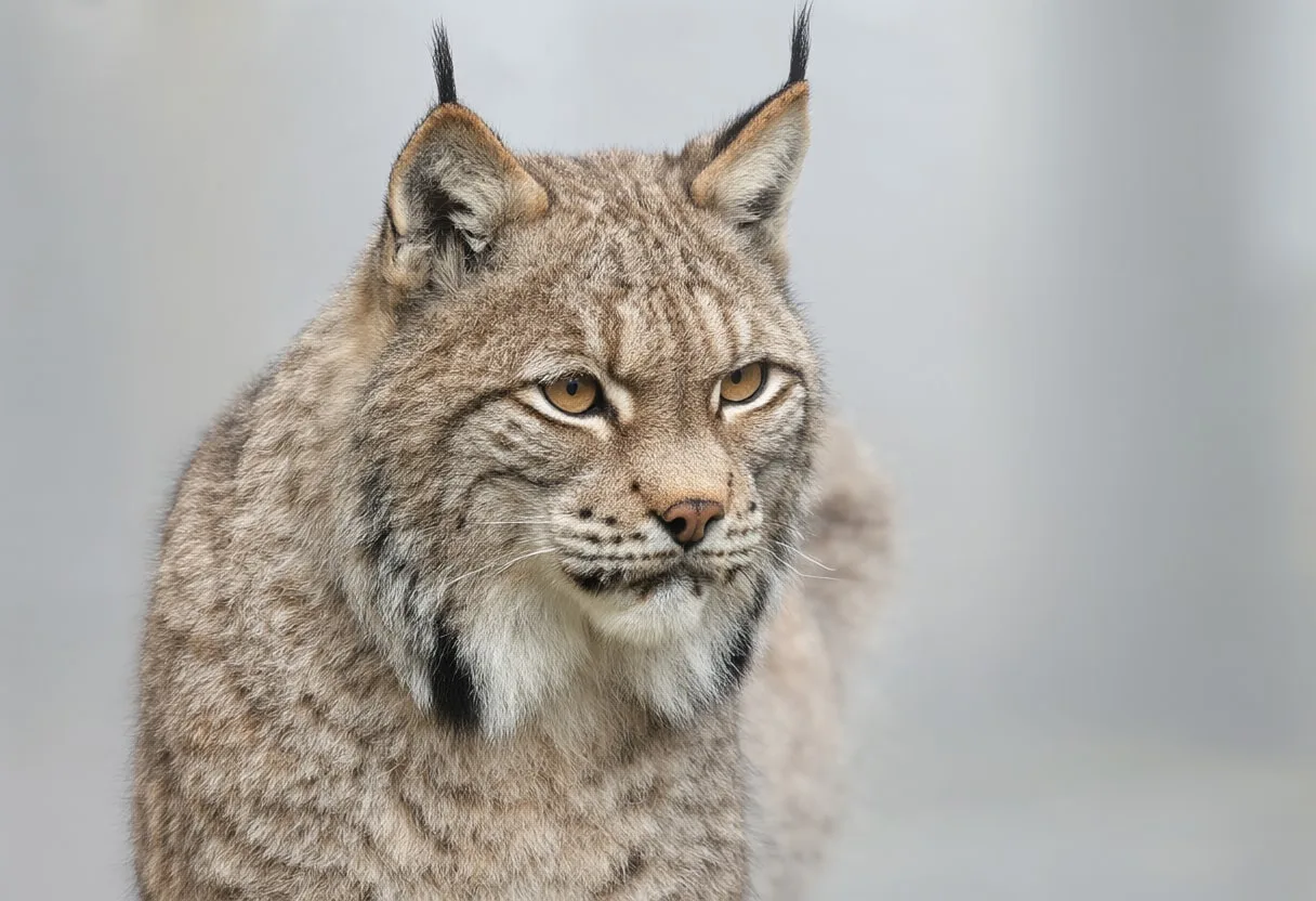 Lynx in gentle mist