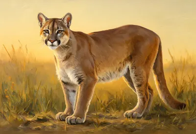 Puma at golden hour Oil Painting