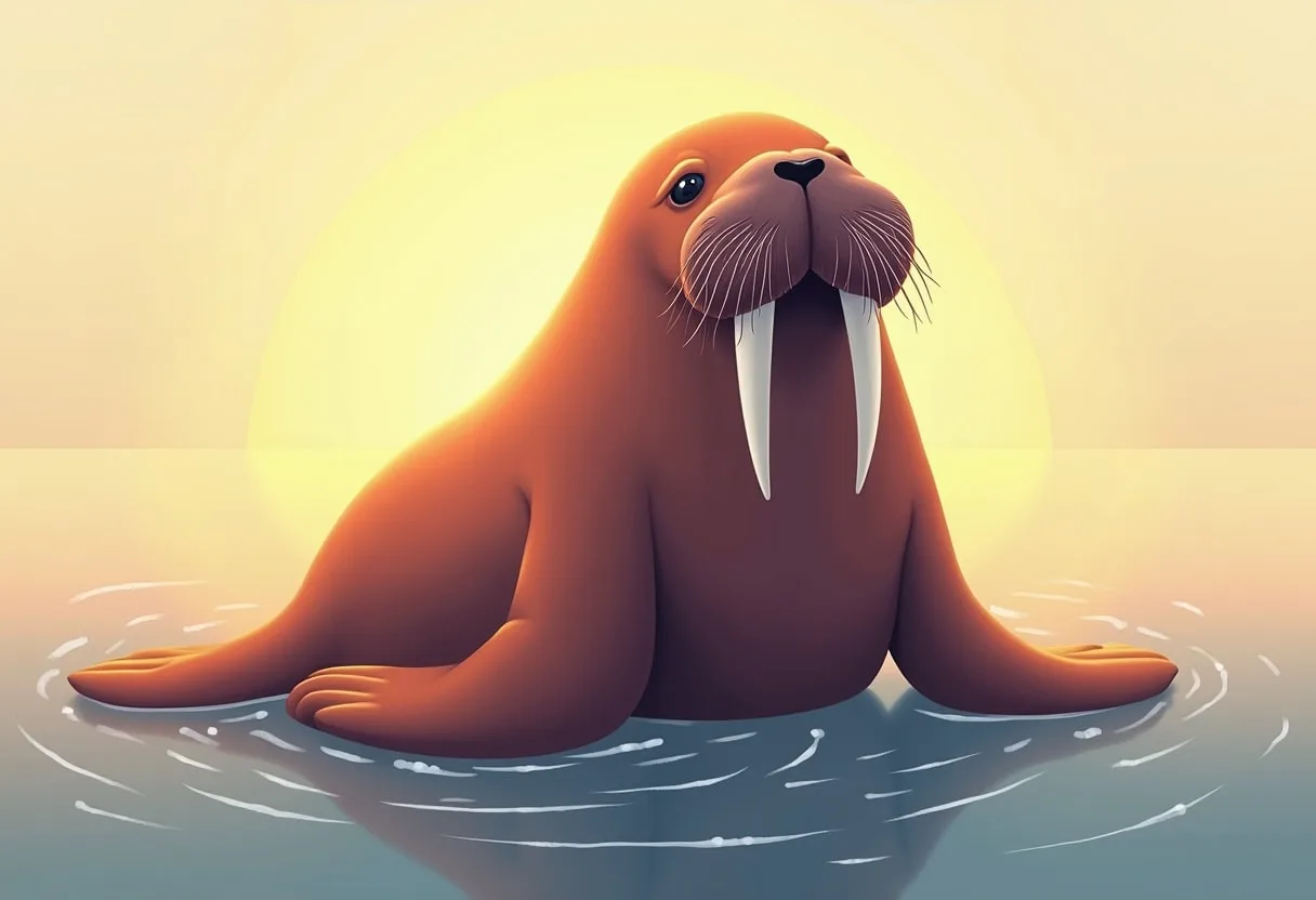 Walrus at golden hour Digital Illustration